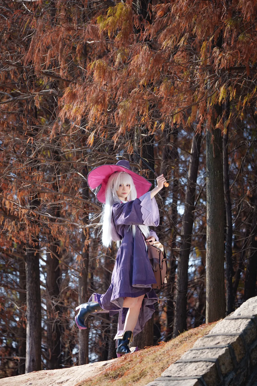 Elaina cosplay, Wandering Witch: The Journey of Elaina, Outdoor portrait, Coser daily life, Bald cypress photography