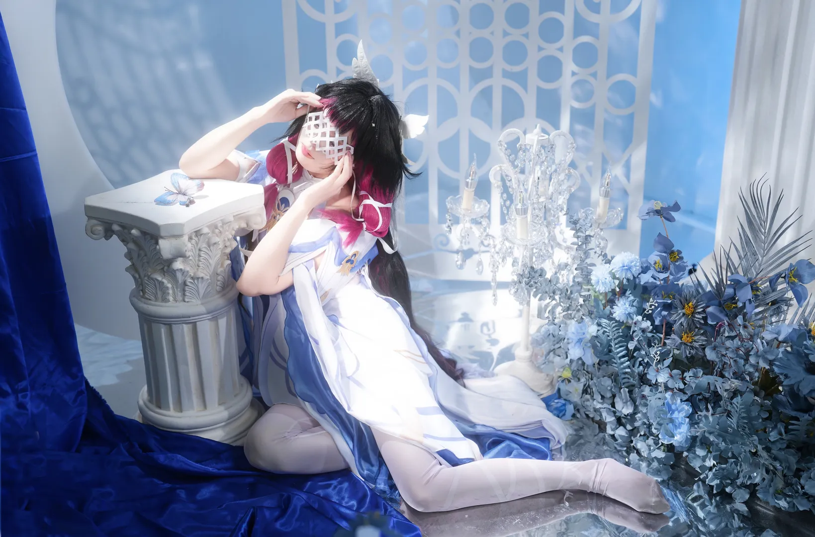 原神, コロンビーナ コスプレ, コスプレ, 少女, 白ストッキング - 3枚目