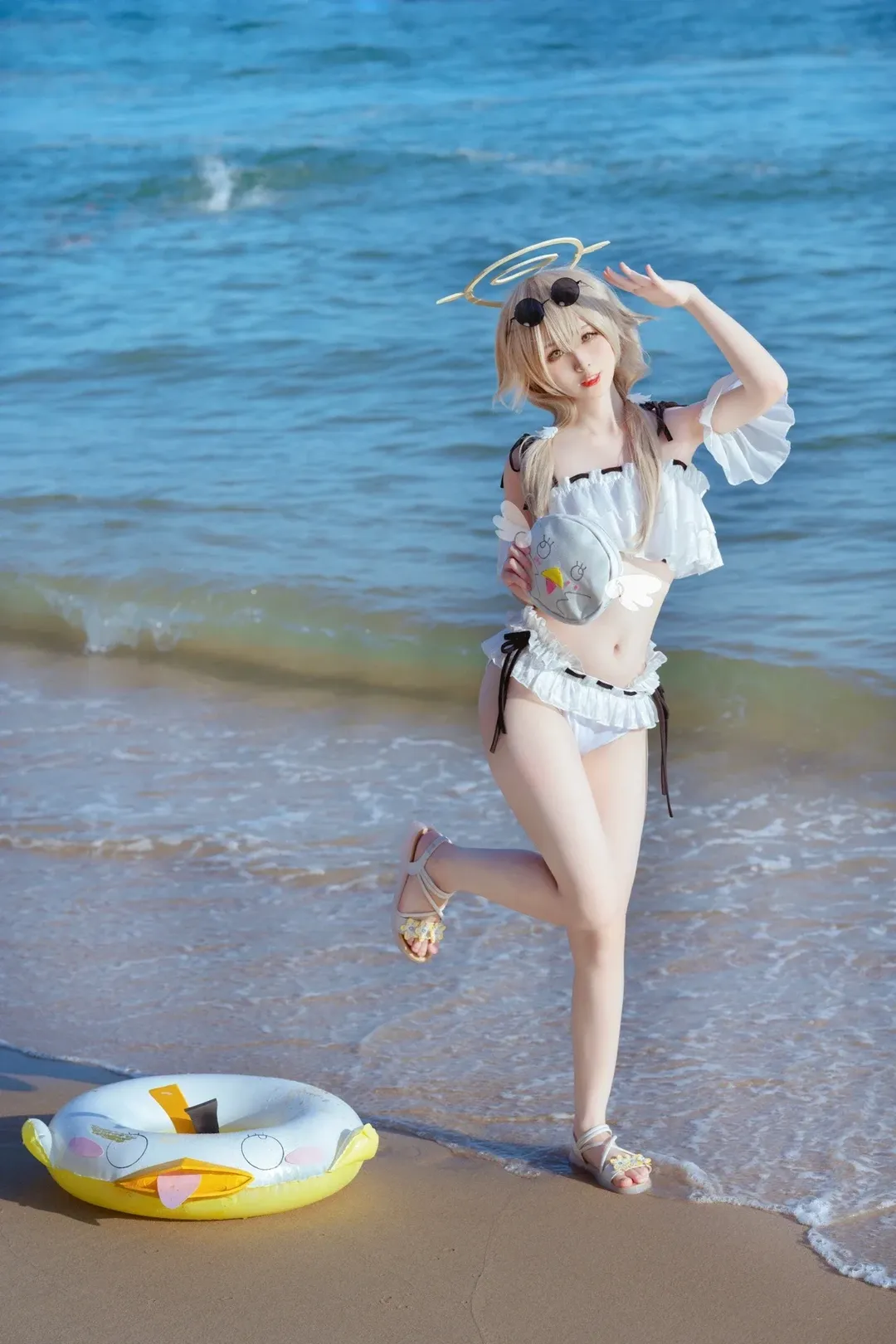 蔚蓝档案, 海边cosplay, 水着, 日富美cos, 沙滩摄影 - 第2张