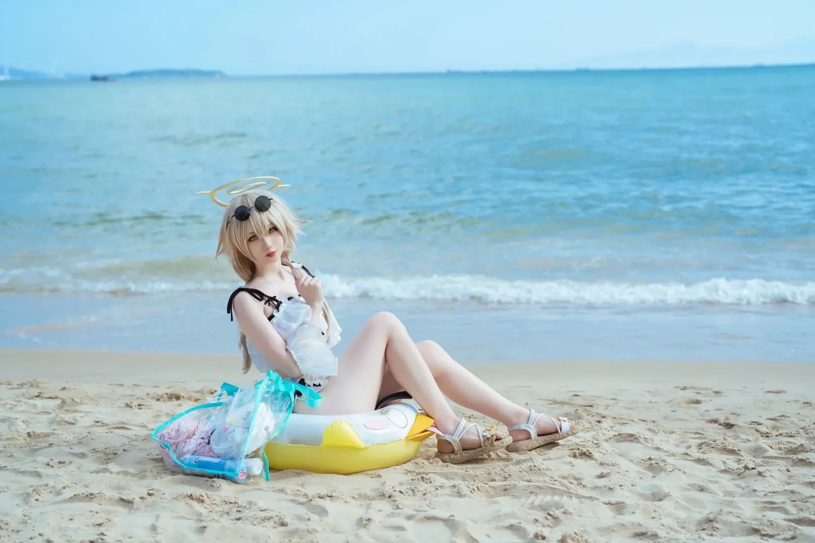 蔚蓝档案, 海边cosplay, 水着, 日富美cos, 沙滩摄影 - 第3张