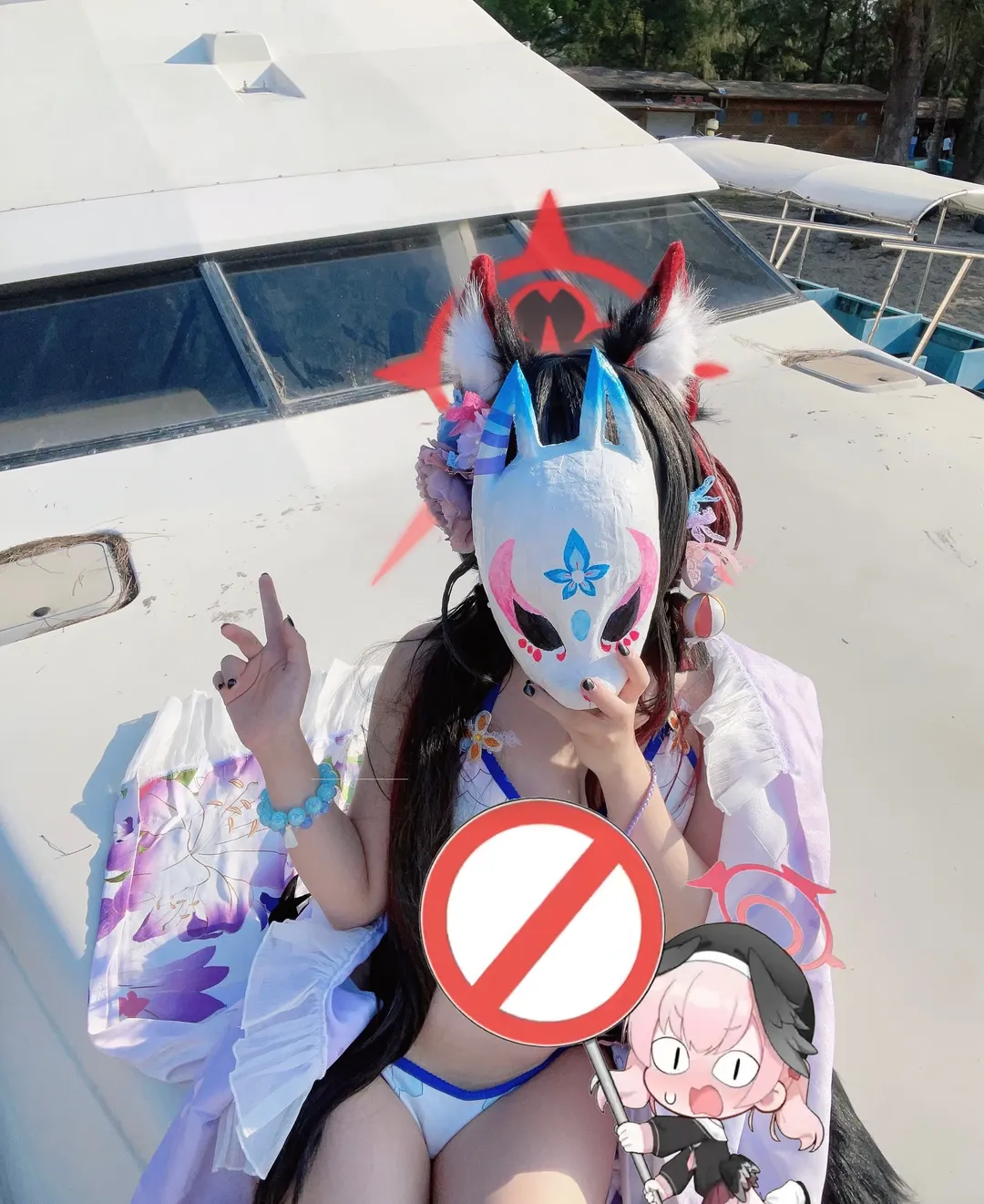 蔚蓝档案, 泳装cos, 兽耳娘, 夏日外景, 水若藻cos - 第1张