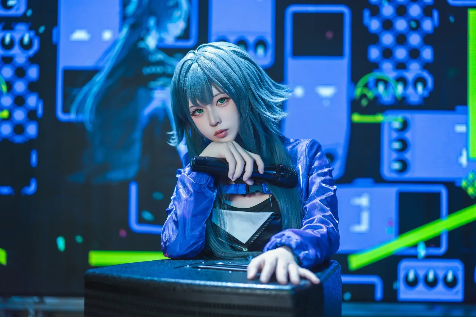 角色扮演, 舞台摄影, 学园偶像大师, 蓝色系cosplay, 月村手逑cos - 第4张