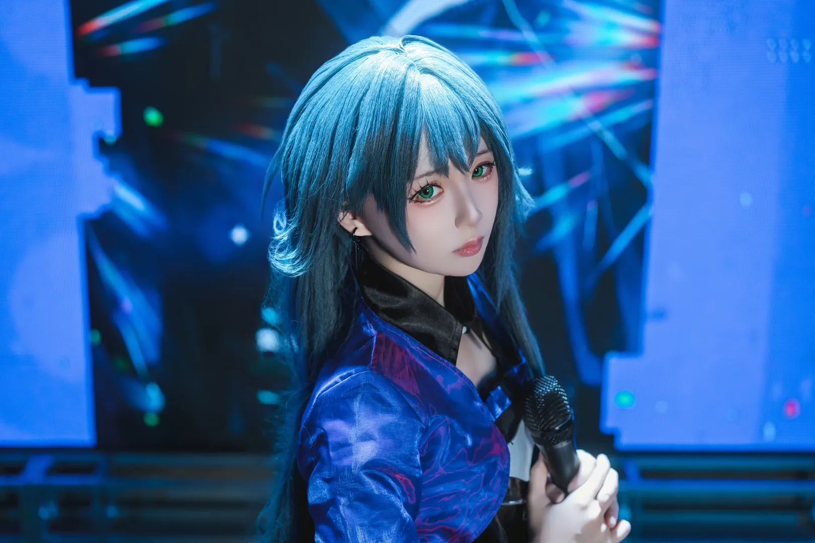 角色扮演, 舞台摄影, 学园偶像大师, 蓝色系cosplay, 月村手逑cos - 第7张