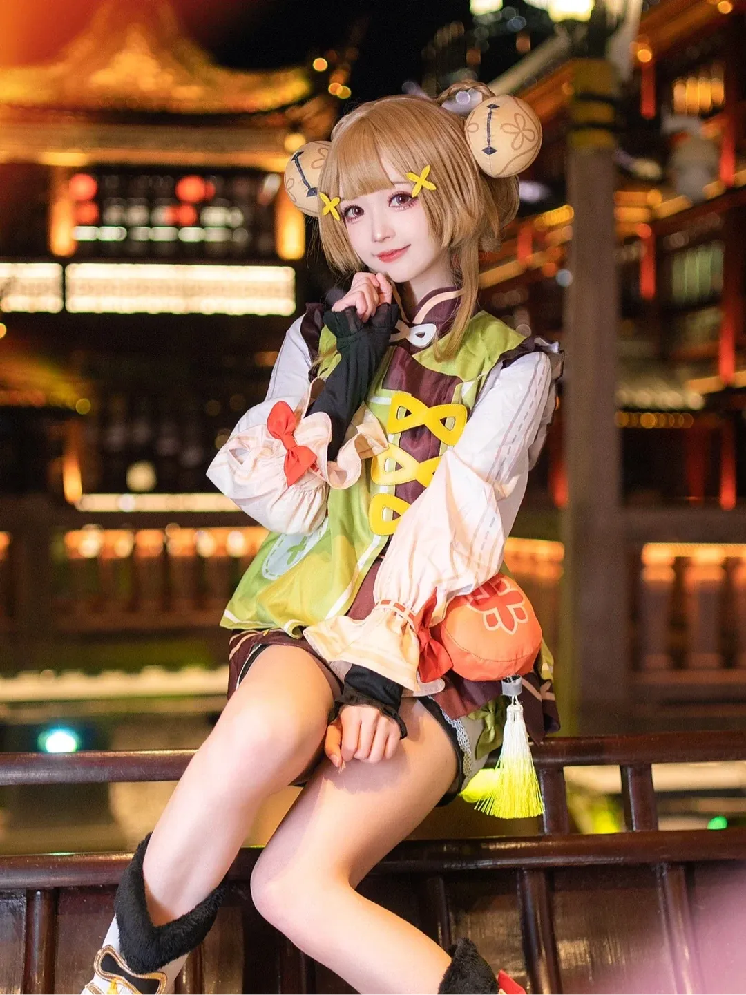 原神, コスプレ, ヨォーヨ コスプレ, 夜景ポートレート, 甘めコーデ