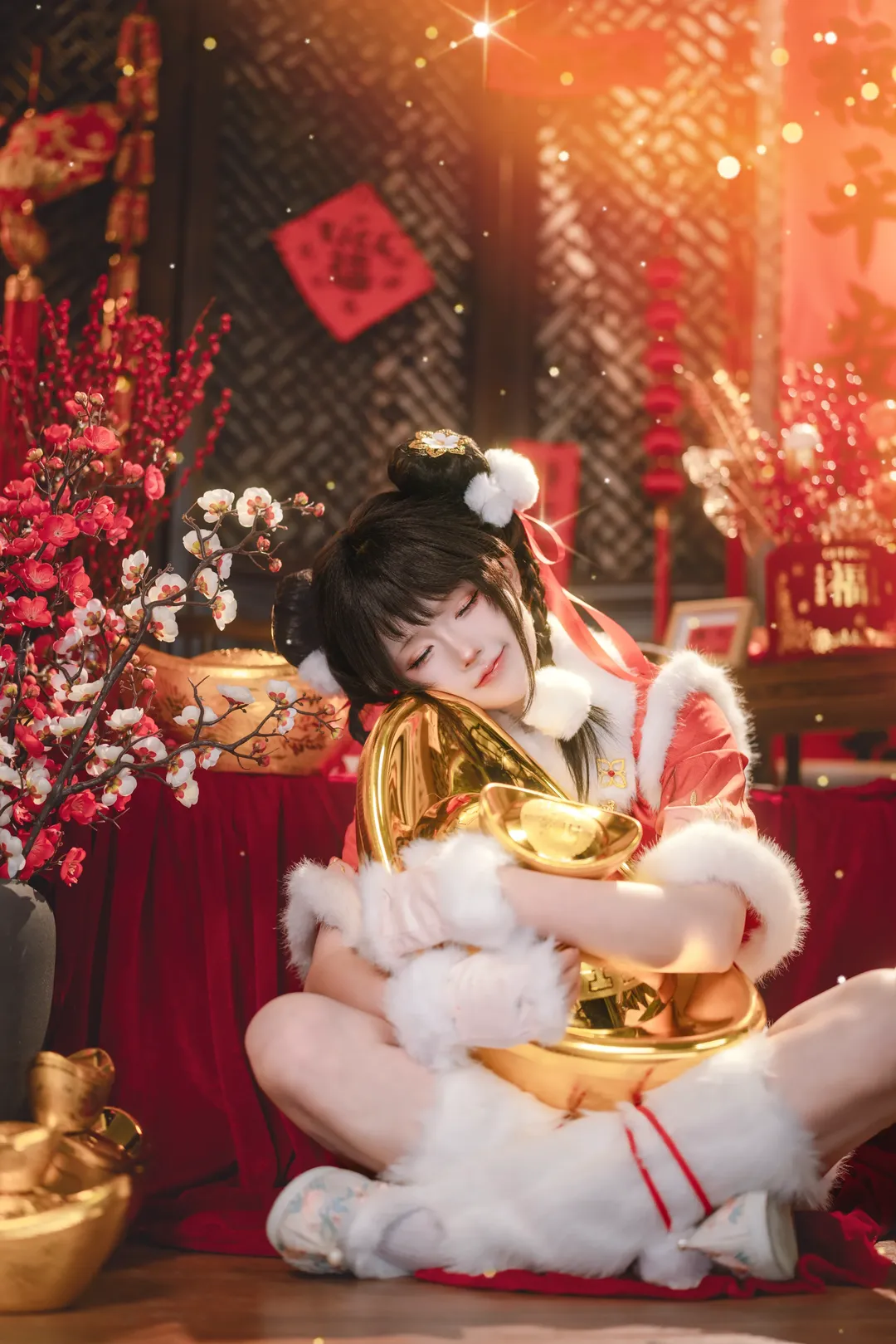 人像摄影, 胡桃cos, 新春国风, 毛绒搭配, 新年好运 - 第3张