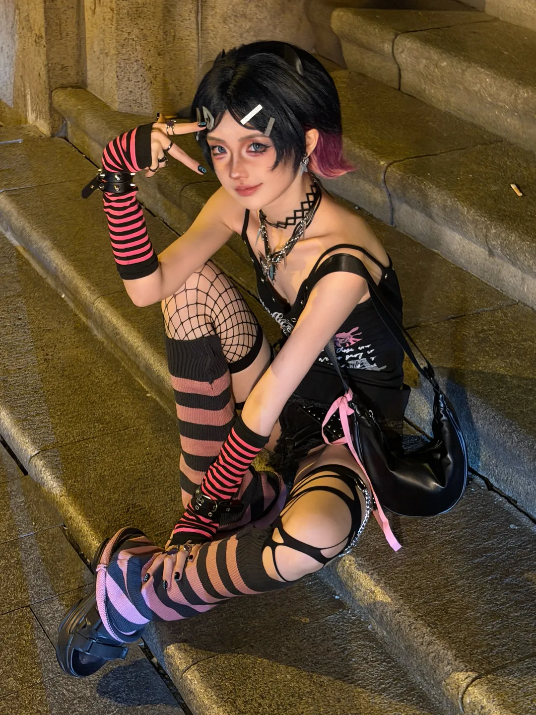 暮蝶cos, 无畏契约, 亚文化穿搭, 私设cosplay, 夜景街拍