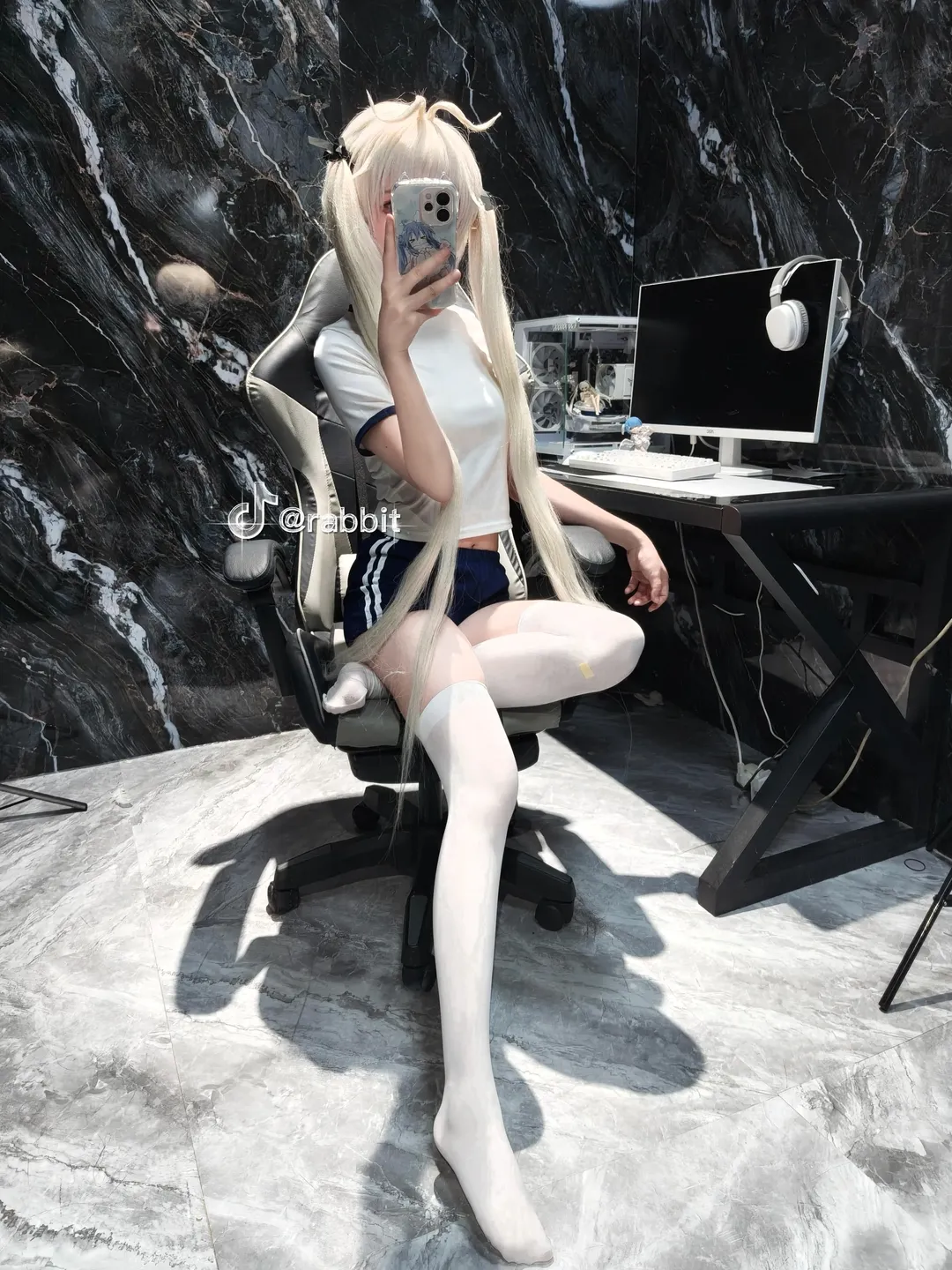 穹妹cos, 缘之空, cosplay日常, 居家服穿搭, 白丝过膝袜 - 第3张