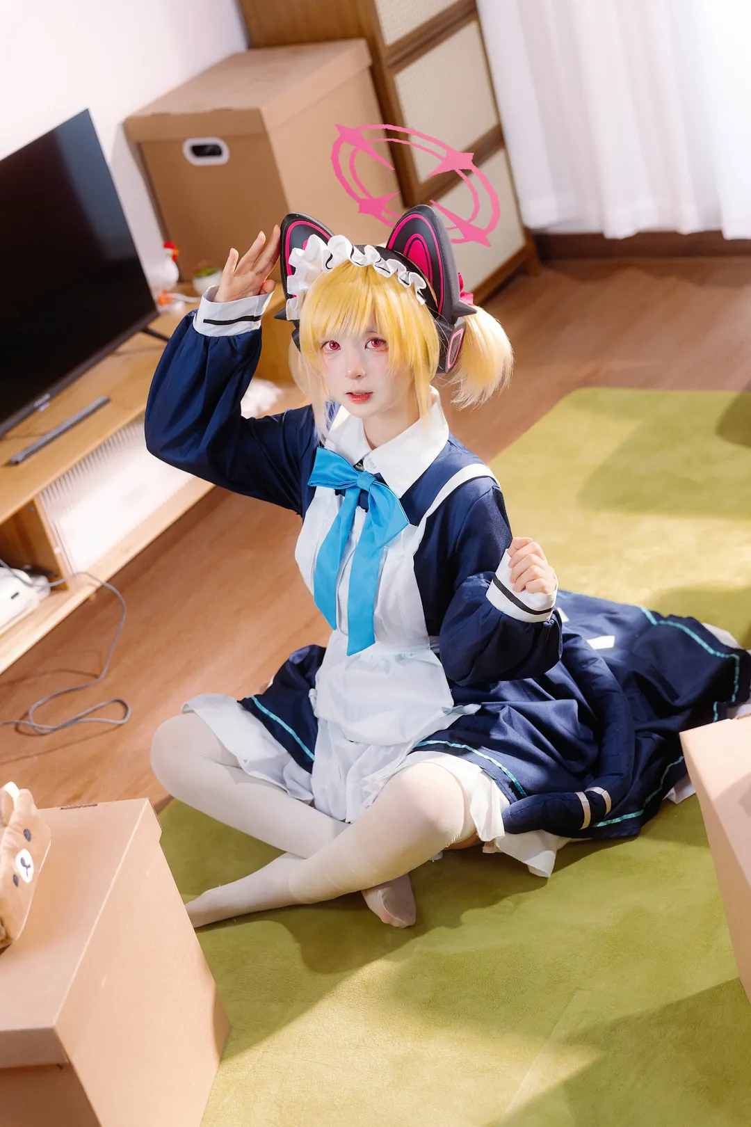 蔚藍檔案, 女僕裝, 白絲, 日常cosplay, 才羽桃井cos - 第2張