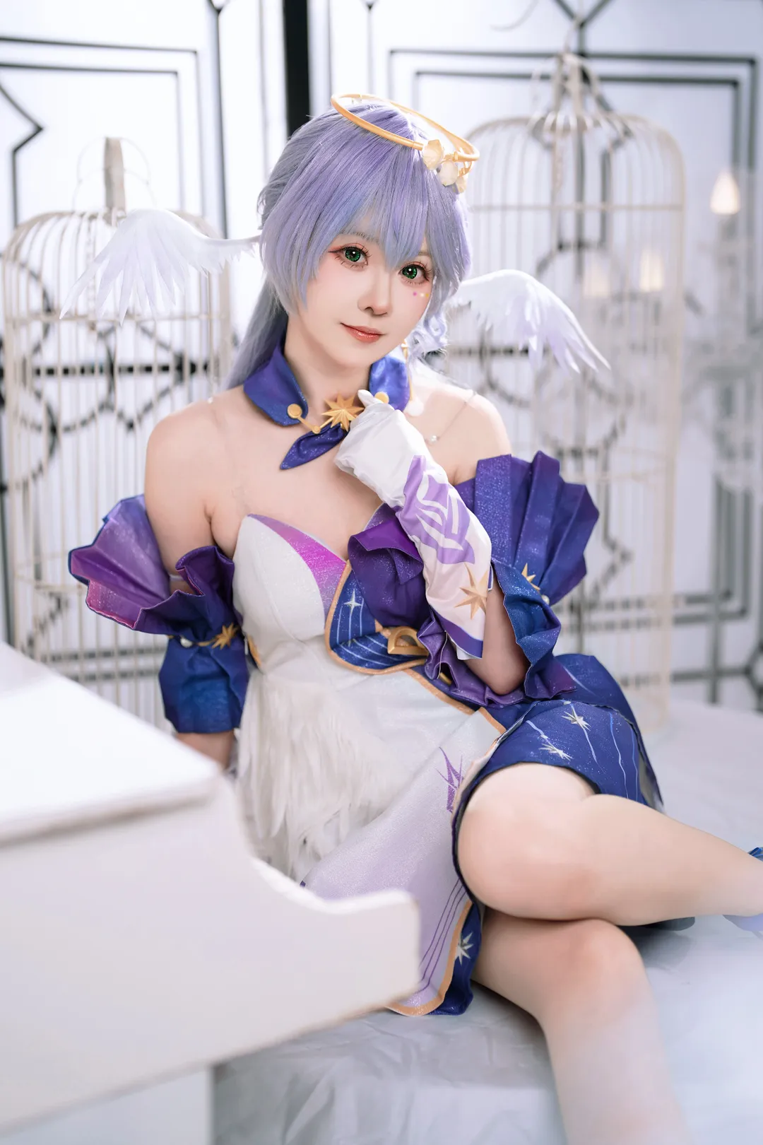 崩壞星穹鐵道, 知更鳥cos, cosplay攝影, 夢幻棚拍, 白鋼琴場景 - 第8張