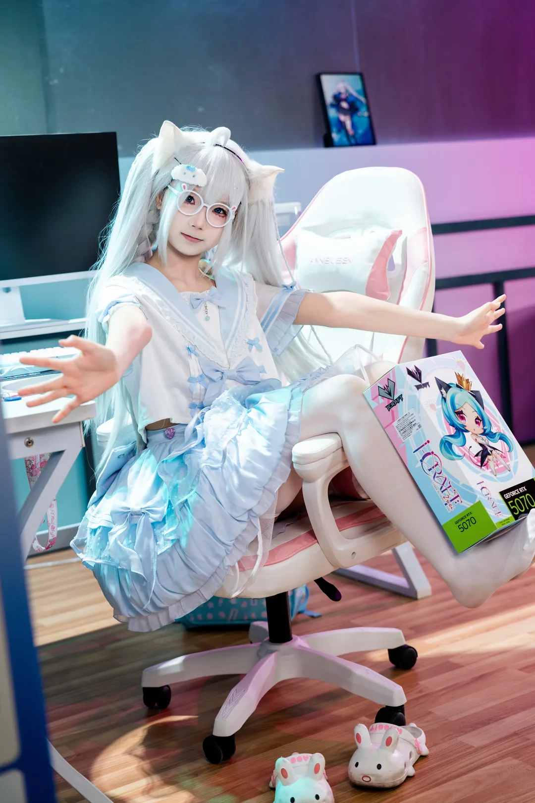 cosplay摄影, 白丝穿搭, CICF漫展, 电竞萌妹, 圆框眼镜 - 第2张
