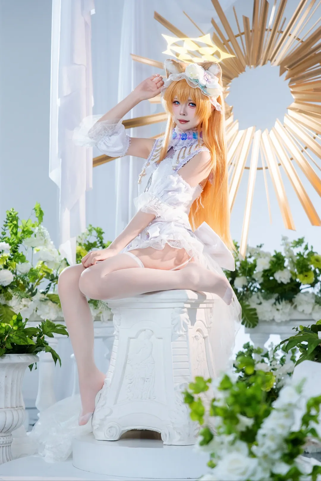 蔚蓝档案, 白丝穿搭, 花嫁cosplay, 二次元甜妹, 伊洛玛丽cos - 第1张