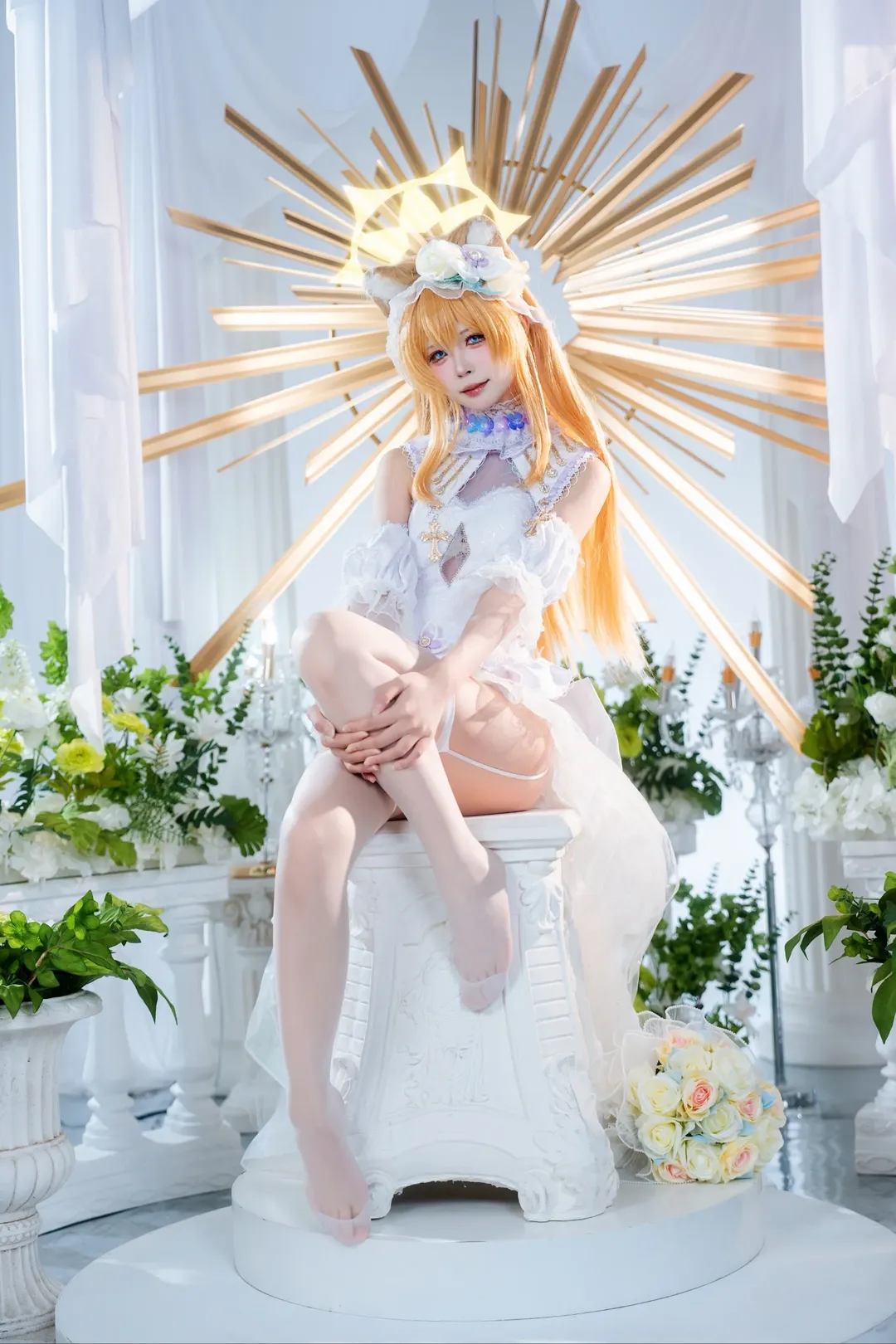 蔚蓝档案, 白丝穿搭, 花嫁cosplay, 二次元甜妹, 伊洛玛丽cos - 第2张