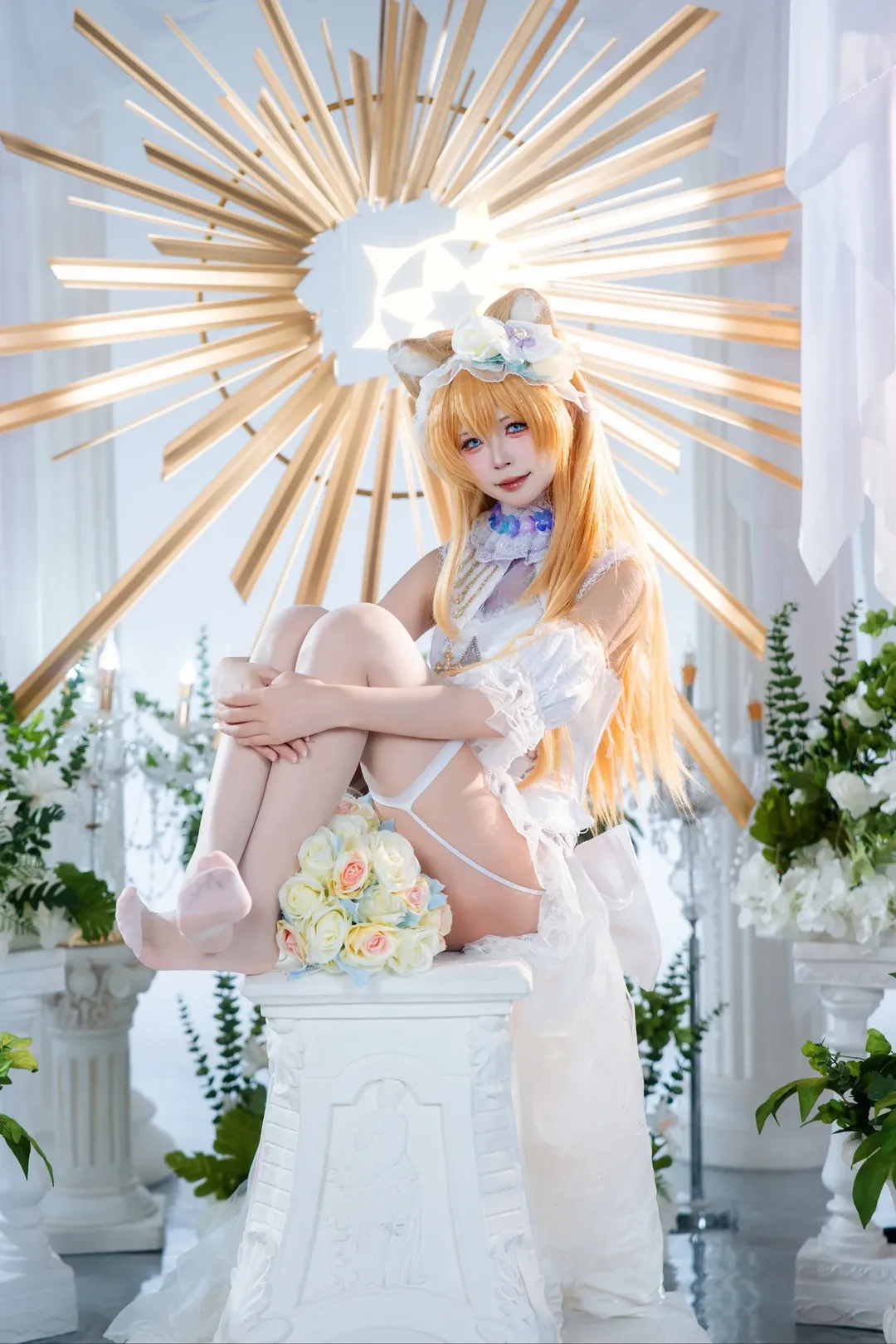 蔚蓝档案, 白丝穿搭, 花嫁cosplay, 二次元甜妹, 伊洛玛丽cos - 第4张