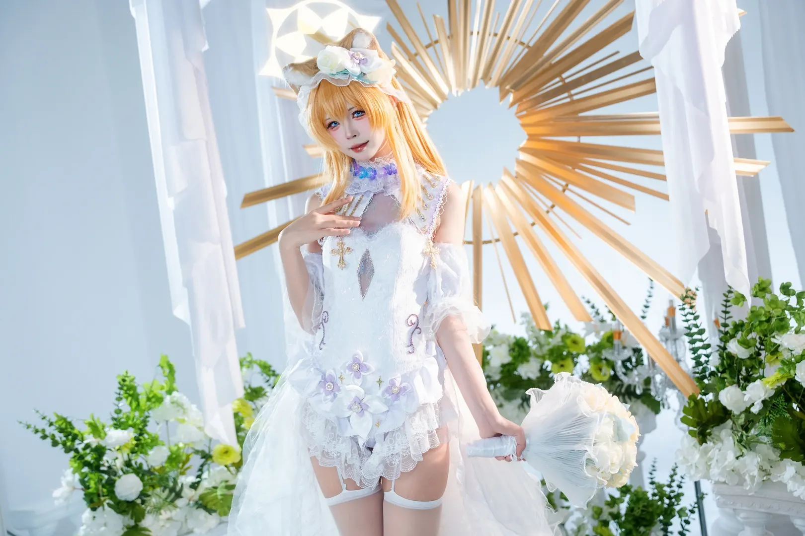 蔚蓝档案, 白丝穿搭, 花嫁cosplay, 二次元甜妹, 伊洛玛丽cos - 第6张