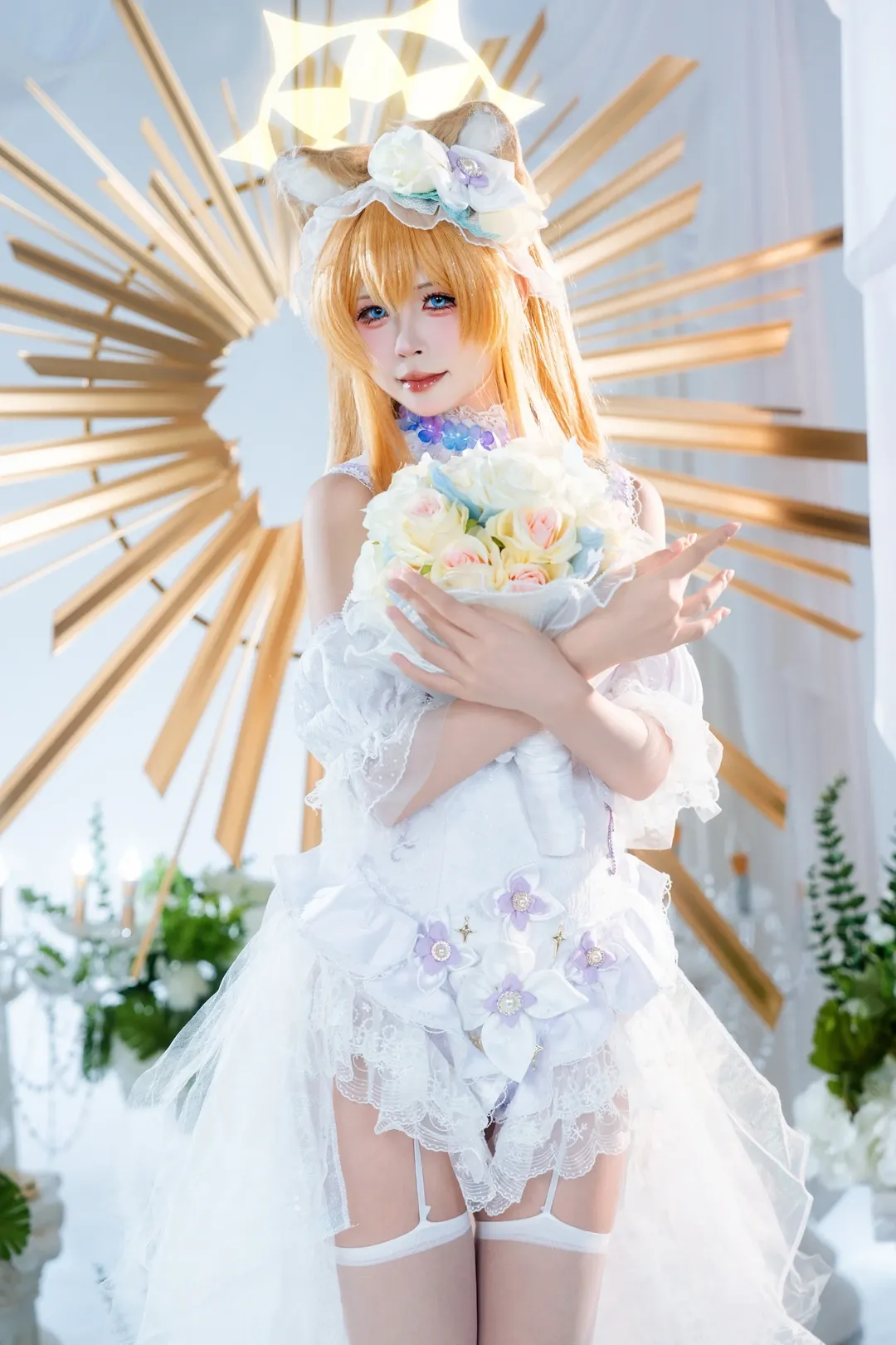 蔚蓝档案, 白丝穿搭, 花嫁cosplay, 二次元甜妹, 伊洛玛丽cos - 第7张