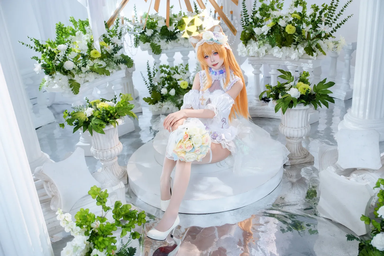 蔚蓝档案, 白丝穿搭, 花嫁cosplay, 二次元甜妹, 伊洛玛丽cos - 第9张