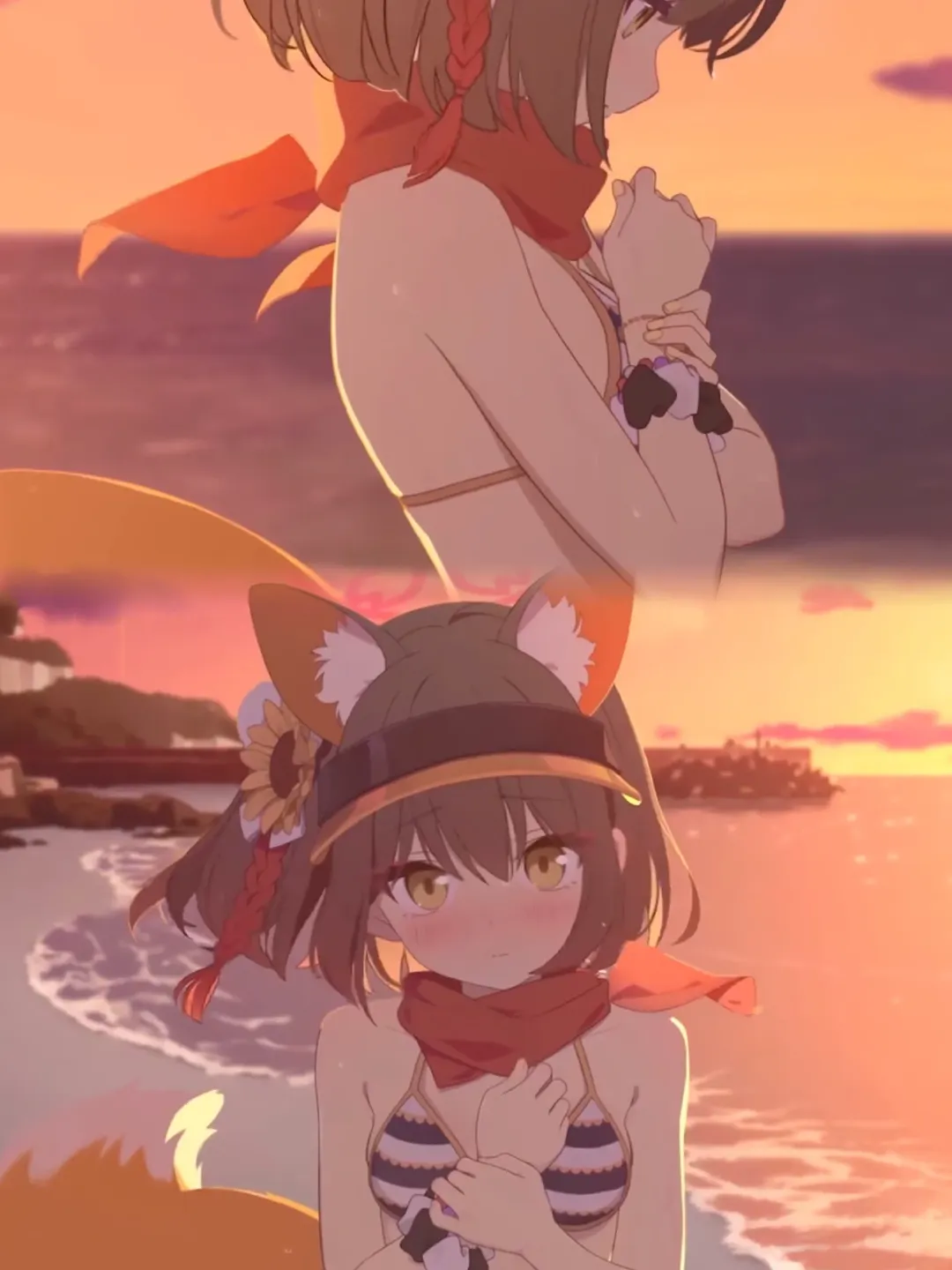 碧蓝档案, 泳装cosplay, 久田泉奈cos, 夏日海边摄影, 二次元少女还原 - 第2张