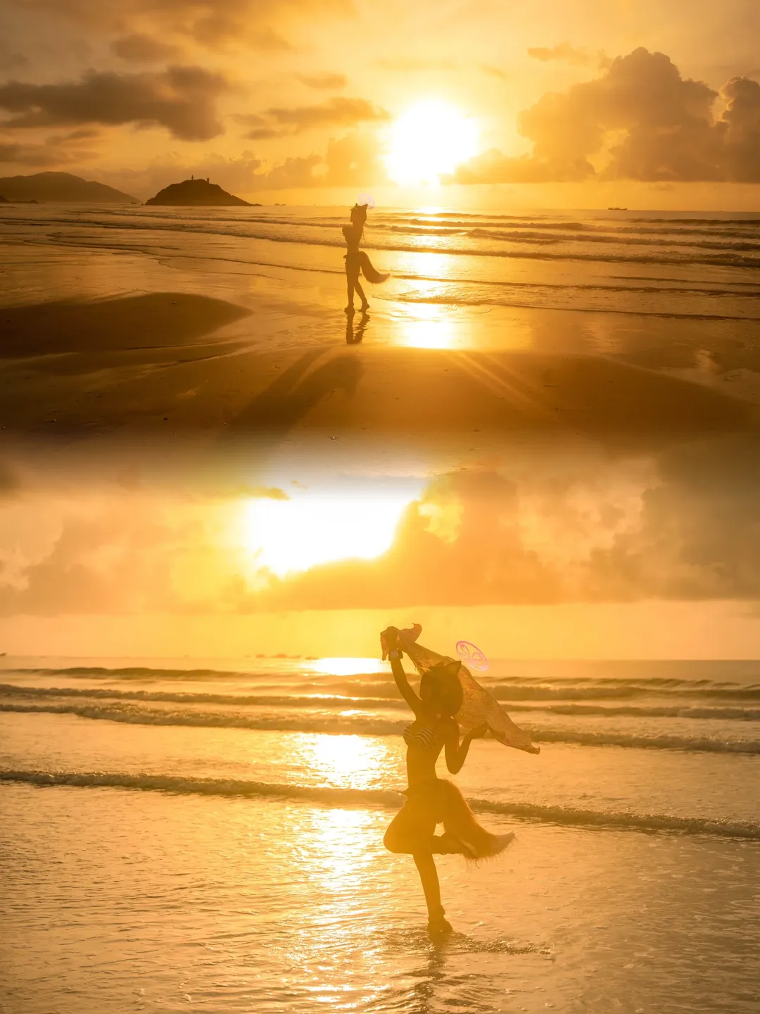 Blue Archive, Swimsuit cosplay, Cosplay photography, Kuda Izuna cosplay, Seaside sunrise - Image 3