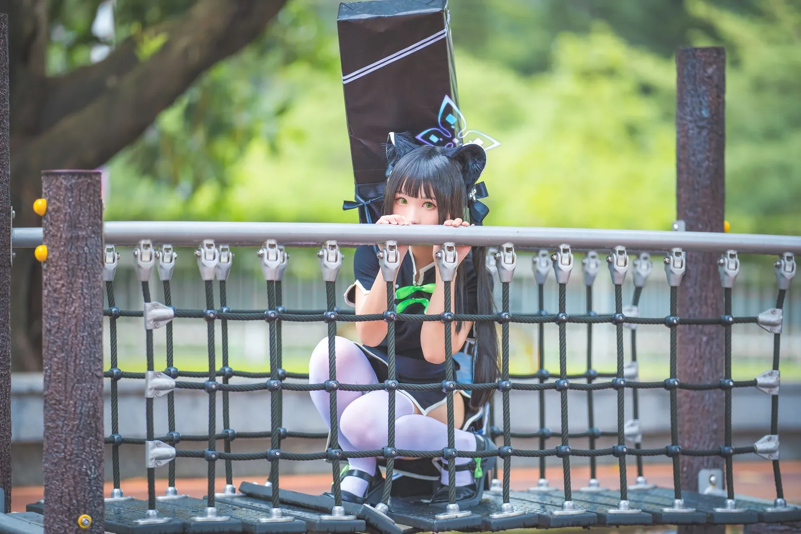 蔚蓝档案, 户外写真, 白丝cosplay, 春原瞬cos, 文静少女 - 第2张