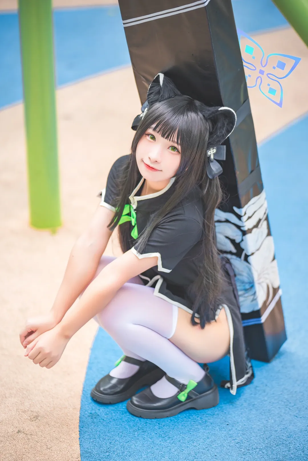 Blue Archive, Outdoor photography, White stockings cosplay, Sunohara Shun cosplay, Quiet girl