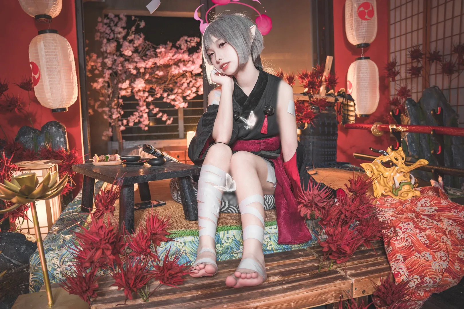 ブルーアーカイブ, 二次元コスプレ, 箭吹シュロ コスプレ, 和風撮影, 包帯コーデ