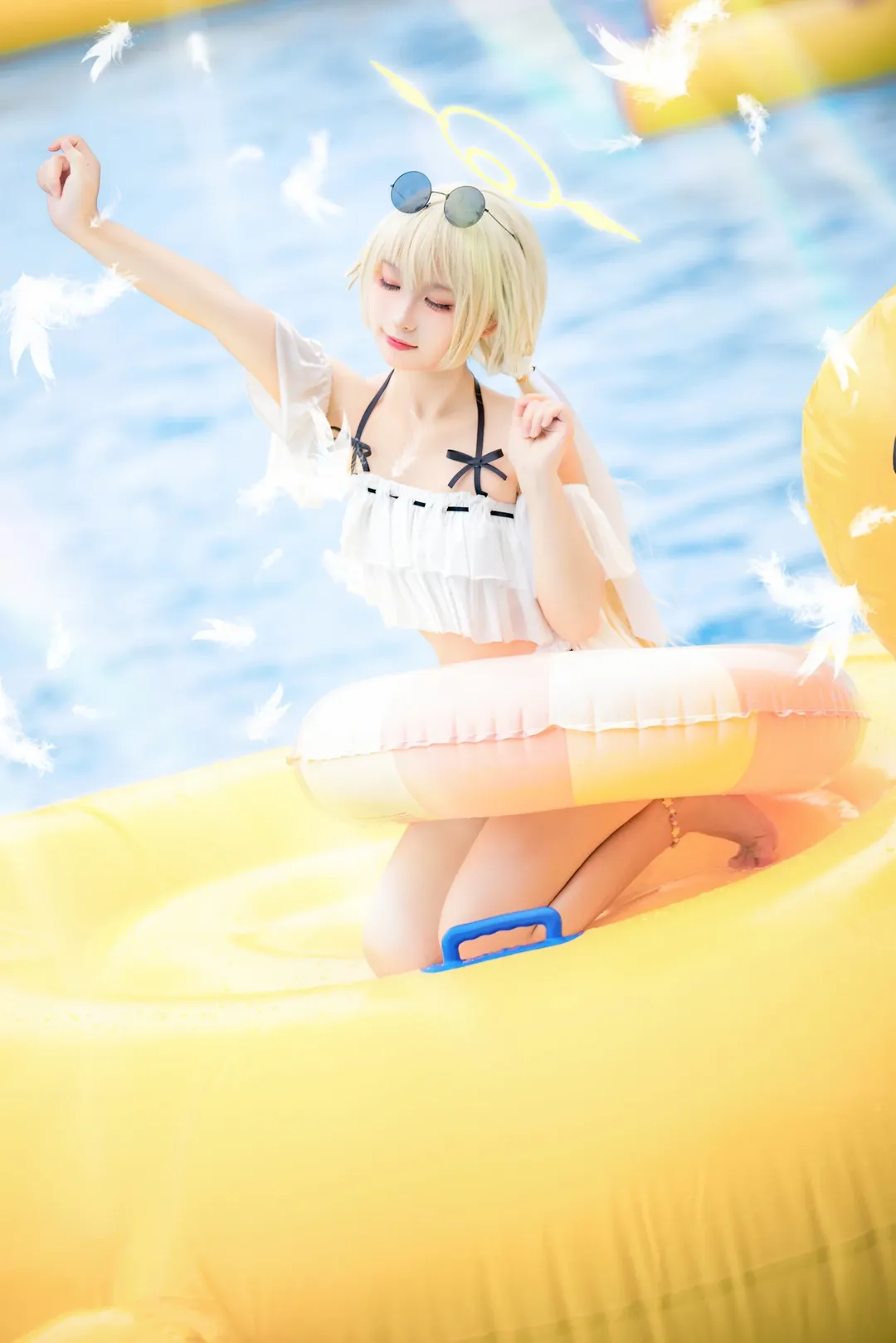 二次元少女, 蔚蓝档案, 泳装cosplay, 夏日摄影, 阿慈谷日富美cos