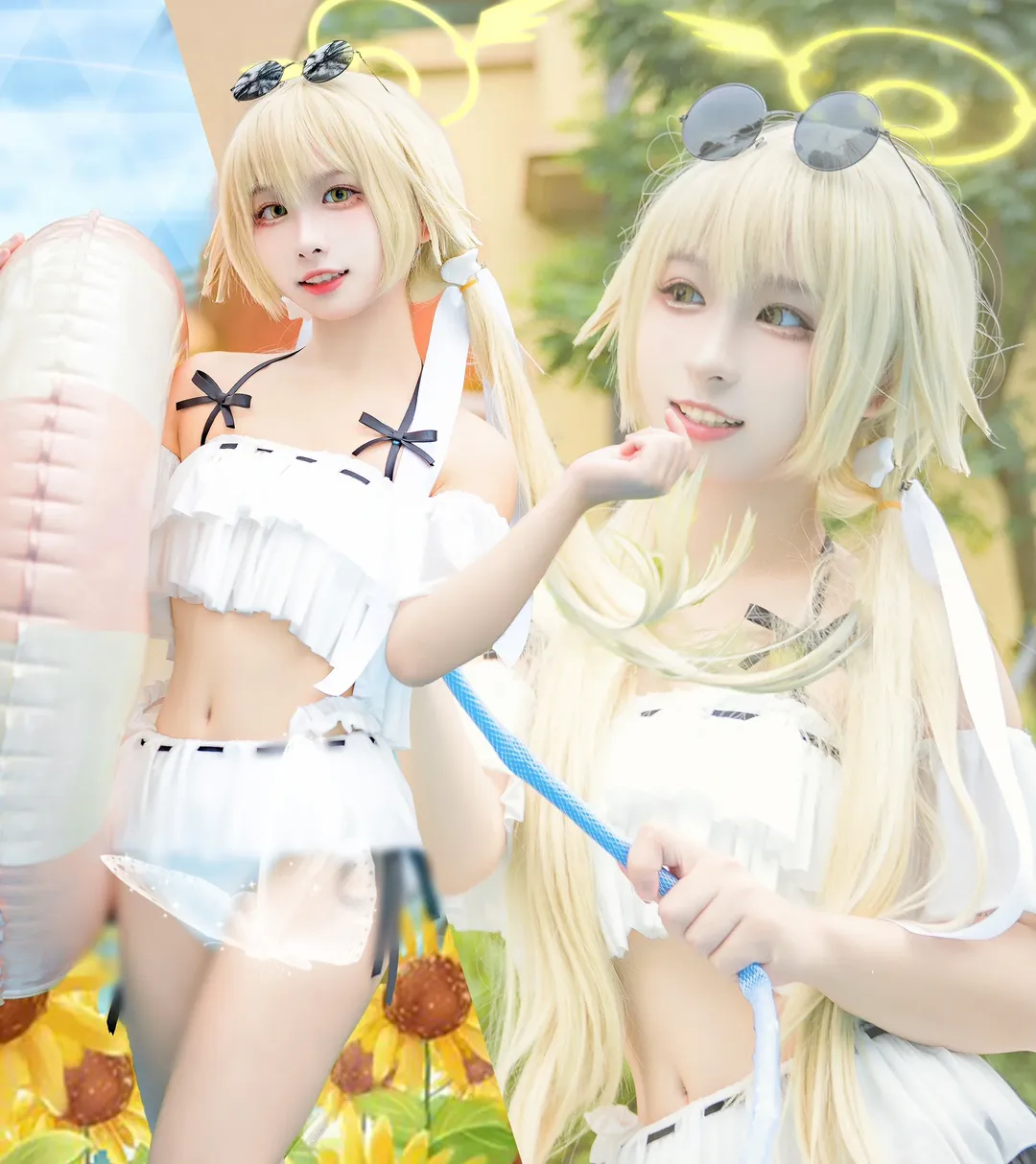 二次元少女, 蔚藍檔案, 泳裝cosplay, 夏日攝影, 阿慈穀日富美cos - 第3張
