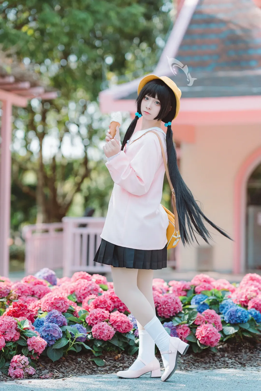 蔚蓝档案, 妃咲cos, cosplay摄影, 绣球花外景, 广州儿童公园
