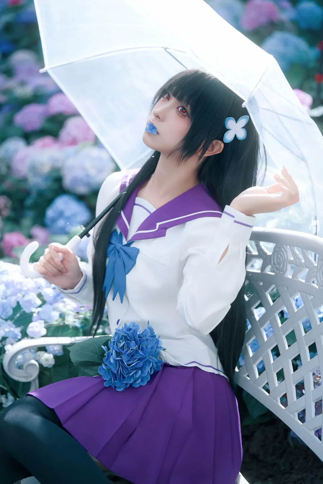 散华礼弥cos, 僵尸哪有那么萌, cosplay摄影, 绣球花拍照, 无尽夏花海 - 第2张
