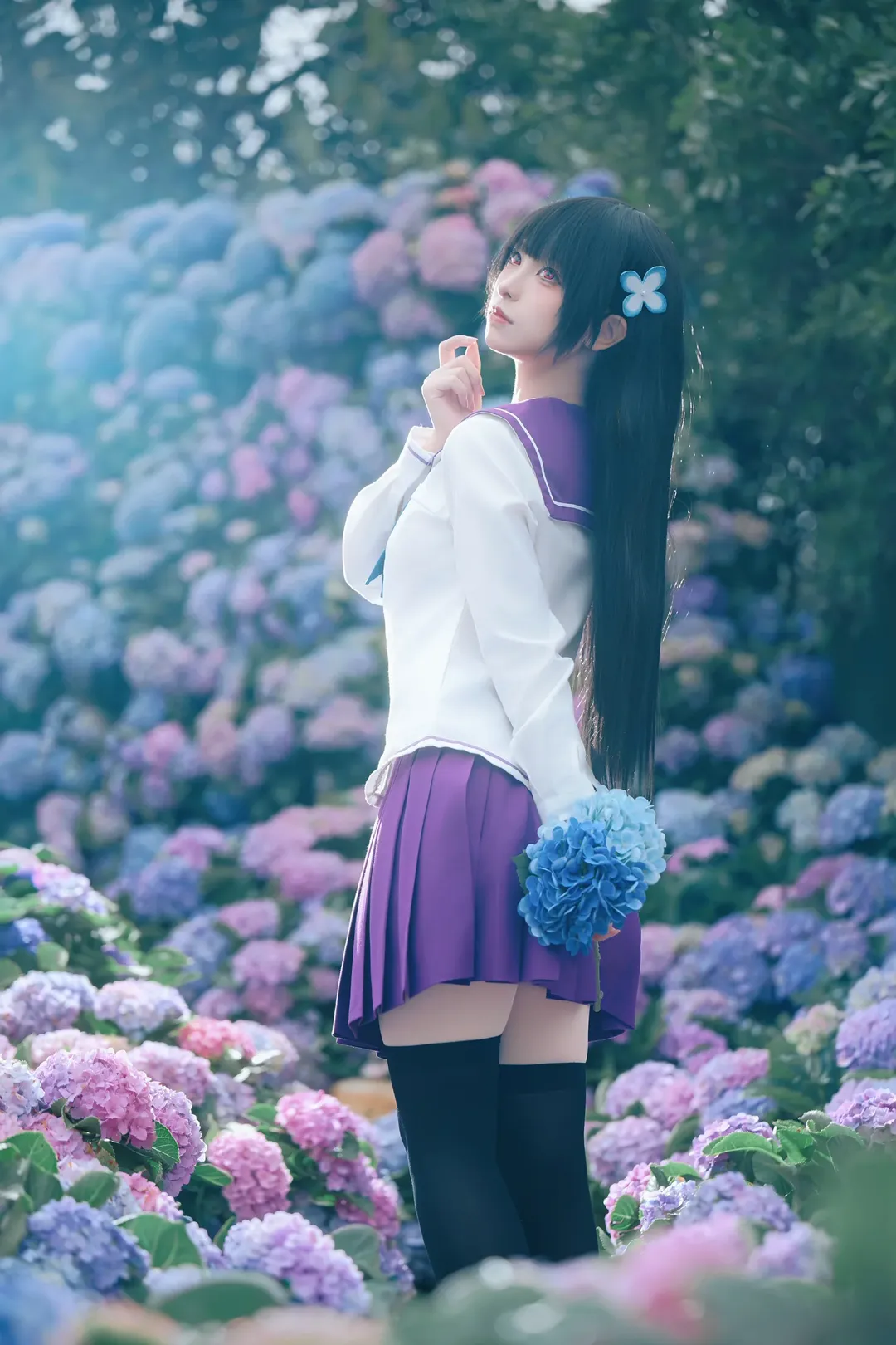 散华礼弥cos, 僵尸哪有那么萌, 二次元cos, 绣球花写真, 东莞拍花