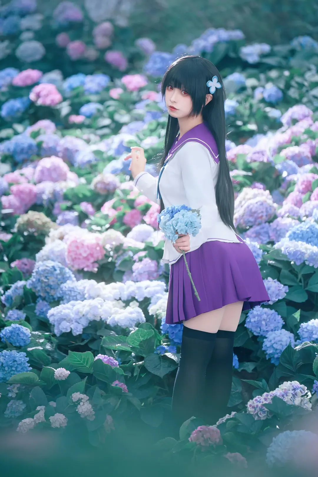散华礼弥cos, cosplay摄影, 散华礼弥, 绣球花拍照, 东莞拍照打卡 - 第1张
