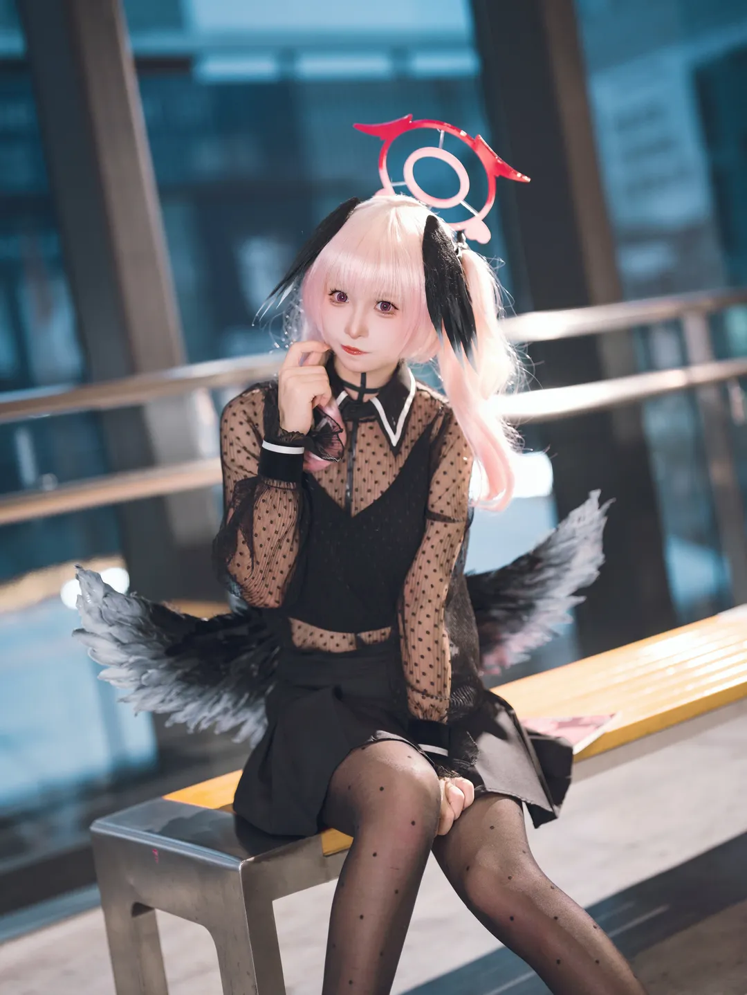蔚蓝档案, 萤火虫漫展, 下江小春cos, cosplay分享, 波点黑丝 - 第2张