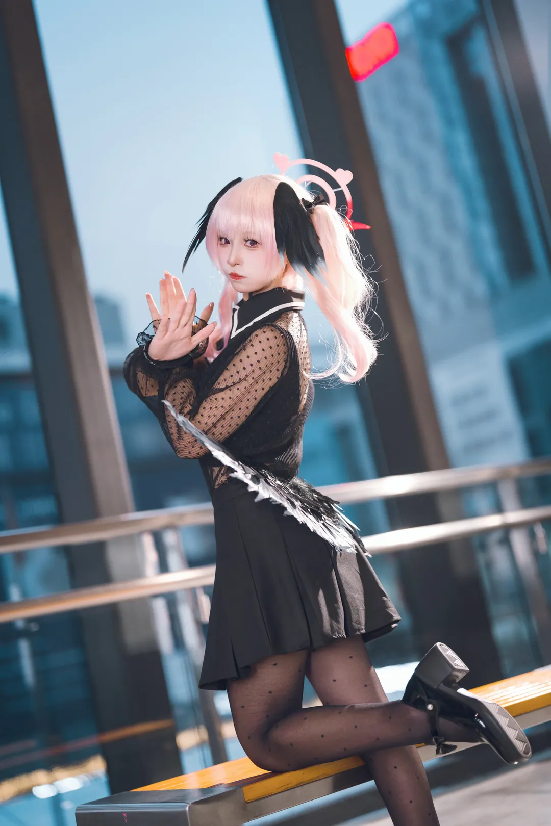 蔚蓝档案, 萤火虫漫展, 下江小春cos, cosplay分享, 波点黑丝 - 第3张