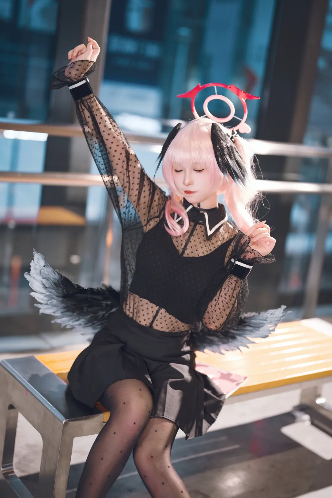 蔚蓝档案, 下江小春cos, cosplay摄影, 黑丝穿搭, 广州萤火虫漫展 - 第3张