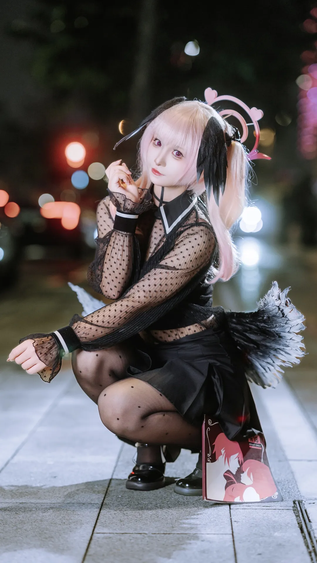 コスプレ, ブルーアーカイブ, 下江コハル コスプレ, 広州蛍火虫アニメエキスポ, ドット柄黒ストッキング
