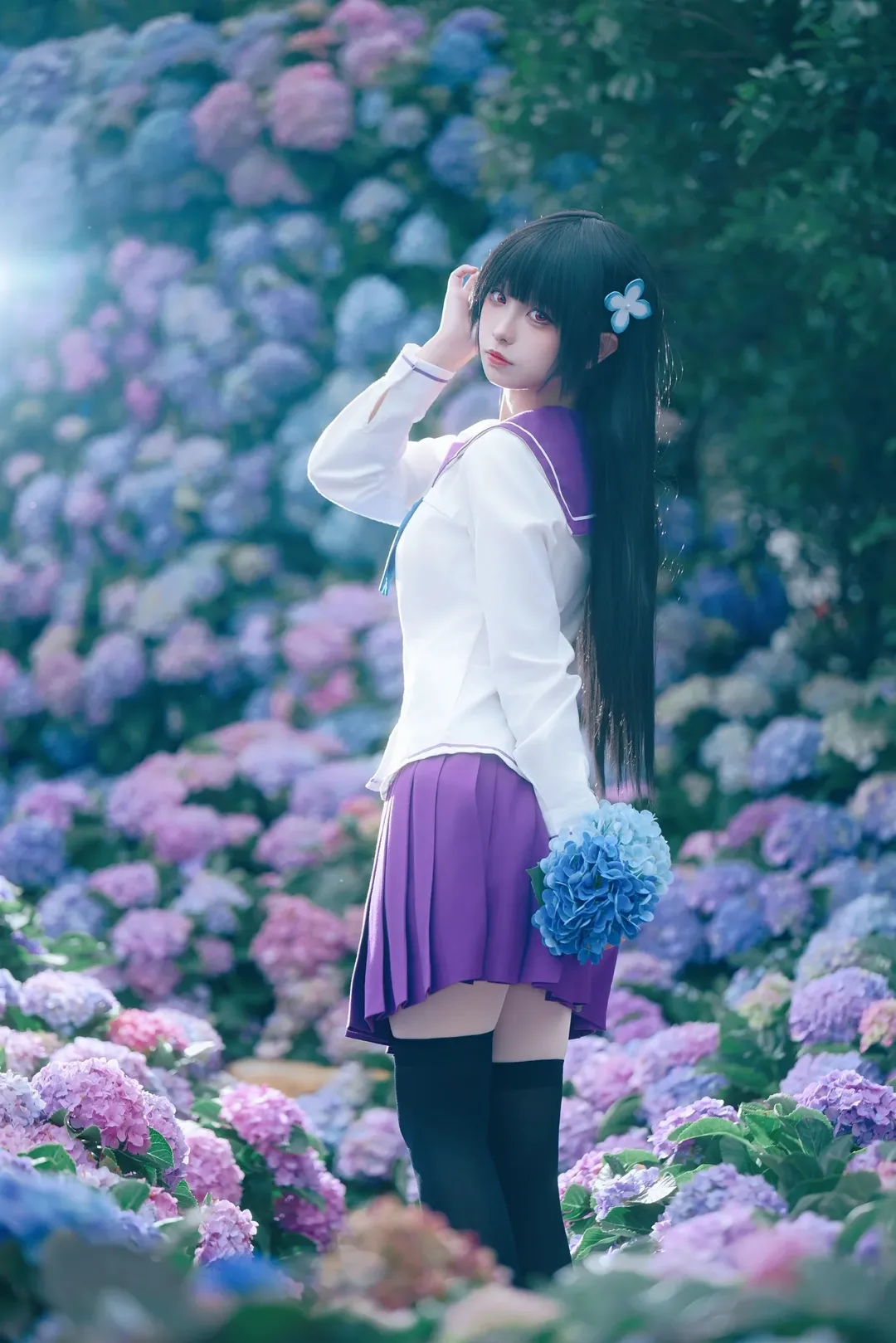 散华礼弥cos, 僵尸哪有那么萌, cosplay分享, 绣球花写真, 无尽夏摄影 - 第6张