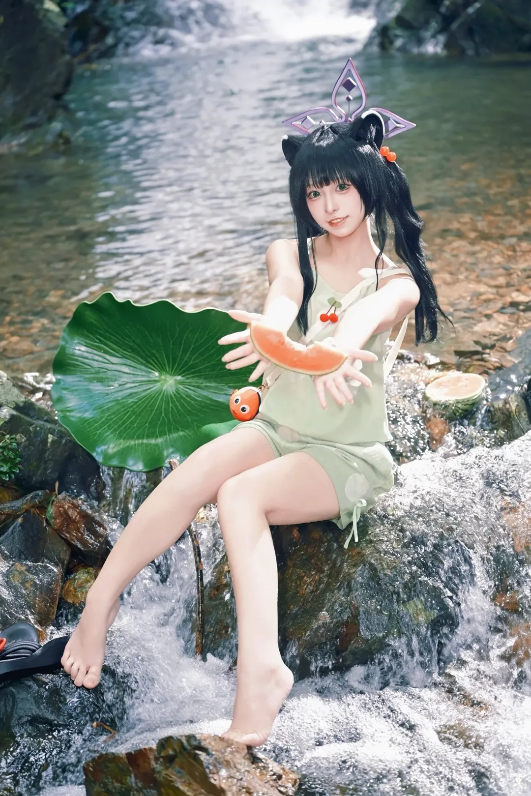 蔚蓝档案, 户外cos, 春原瞬cos, 夏日溯溪, 水着cosplay