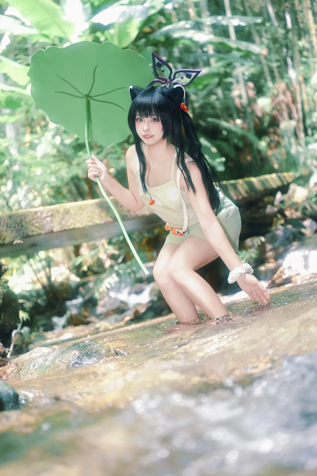 蔚蓝档案, 二次元cosplay, 春原瞬cos, 夏日溯溪, 户外溪水摄影 - 第6张