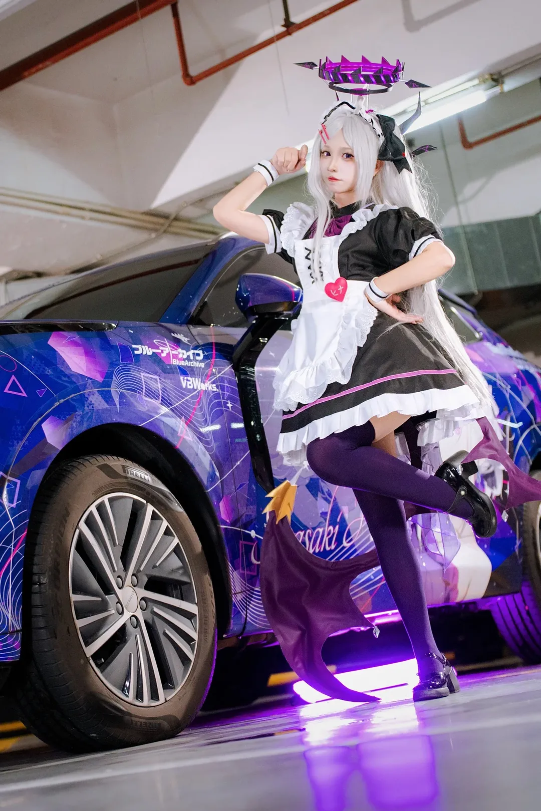 Blue Archive, Firefly ACG Expo, Sorasaki Hina cosplay, Itasha photography, Maid outfit