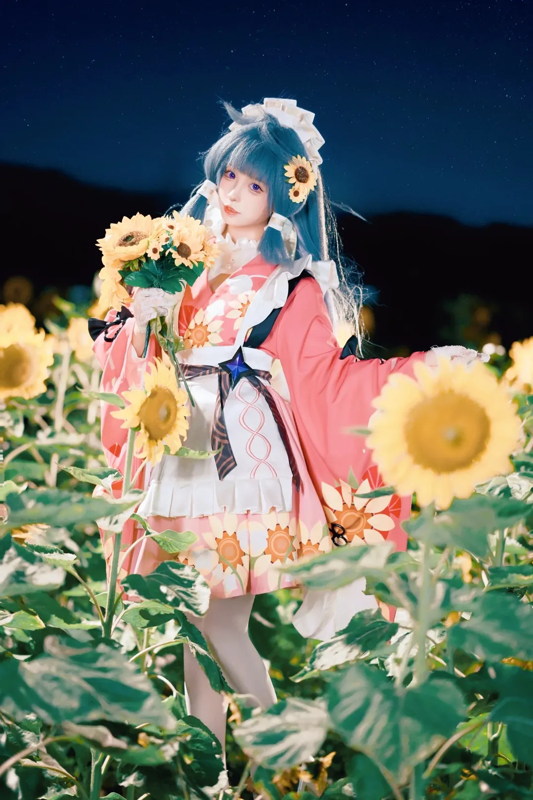 Photography in Guangzhou, Night view cosplay, Hanahara cosplay, Stella Sora, Sea of sunflowers - Image 1