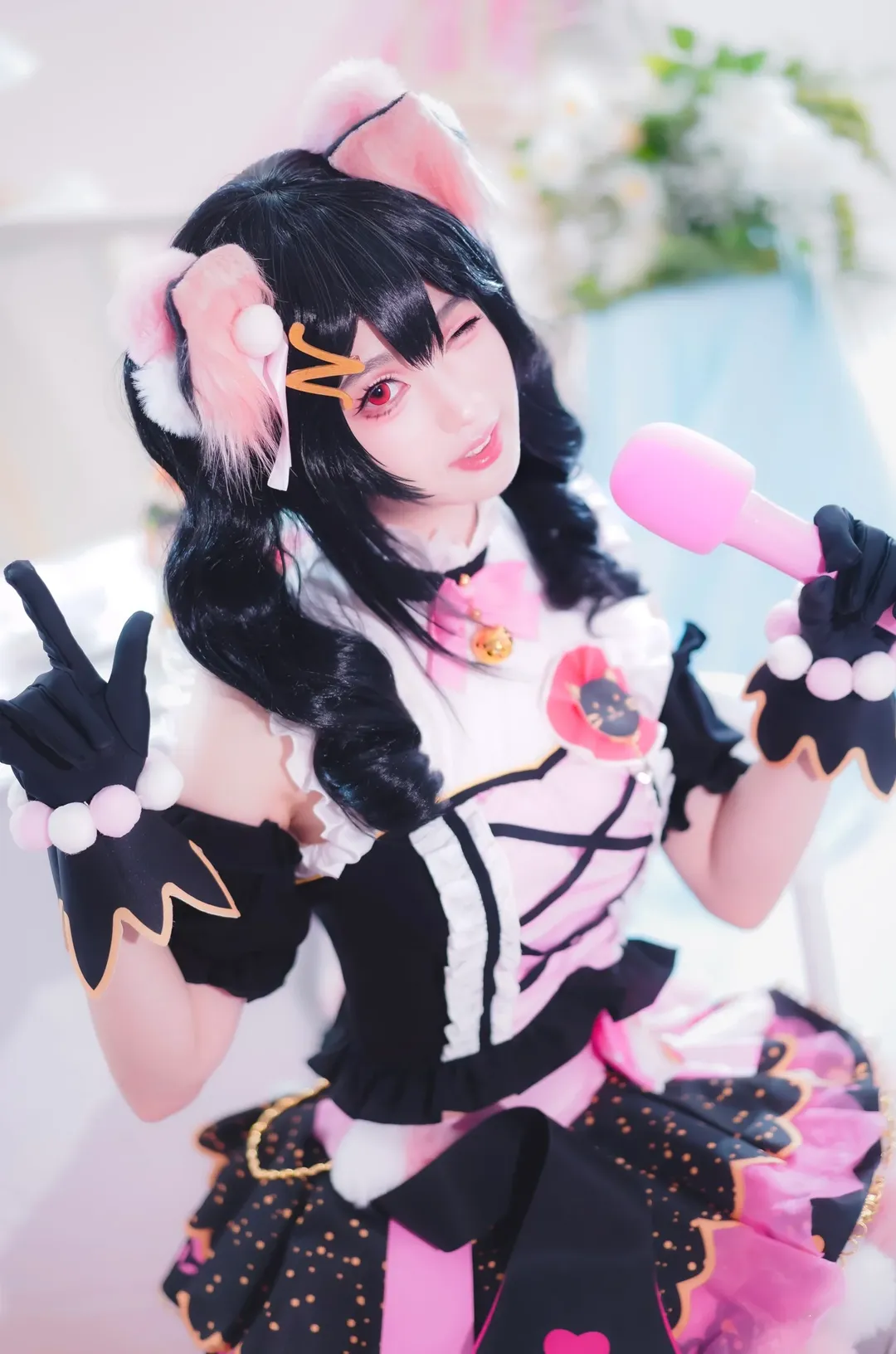 猫耳, 二次元Cosplay, LoveLive!, 矢泽日香cos, 偶像打歌服