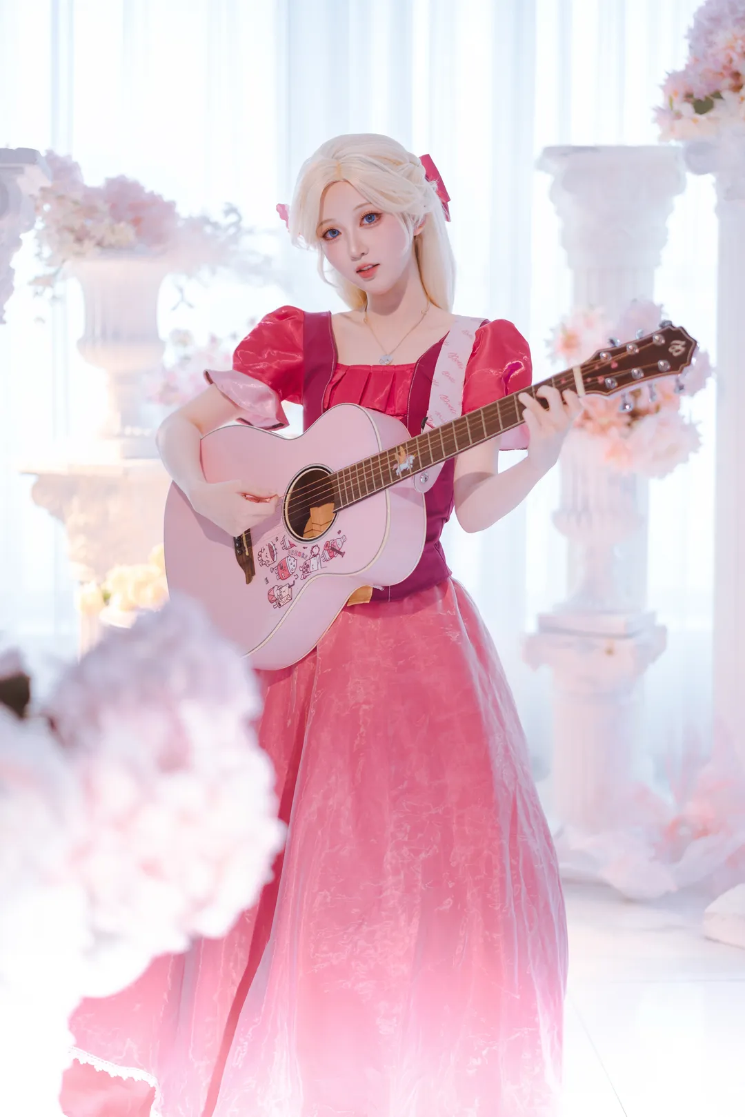 cosplay摄影, 粉色系穿搭, 吉他少女, 芭比cos, 芭比钻石城堡 - 第4张