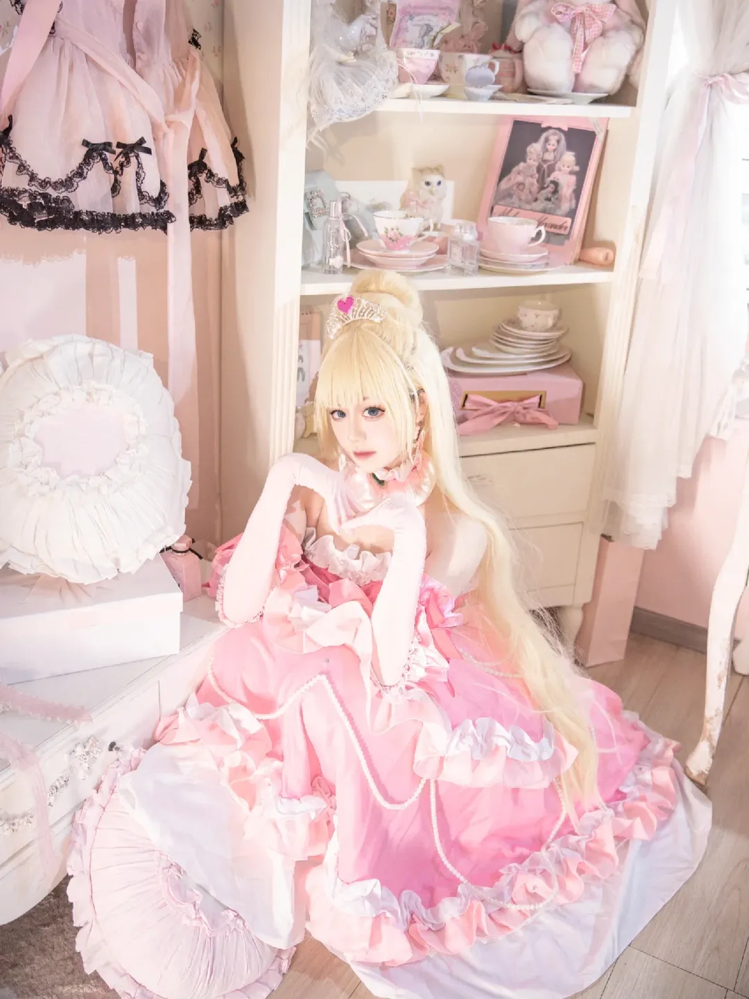 コスプレ撮影, 白鳥ひめ コスプレ, アイカツスターズ！, ピンクと白のドレス, 自然光ハイキー - 1枚目