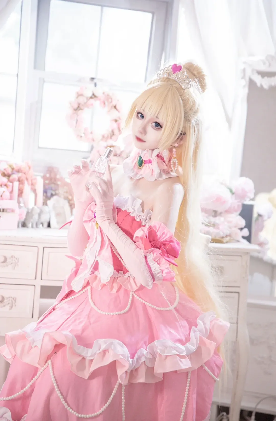 cosplay摄影, 白鸟姬cos, 偶像活动stars, 粉白洋装, 自然光高调