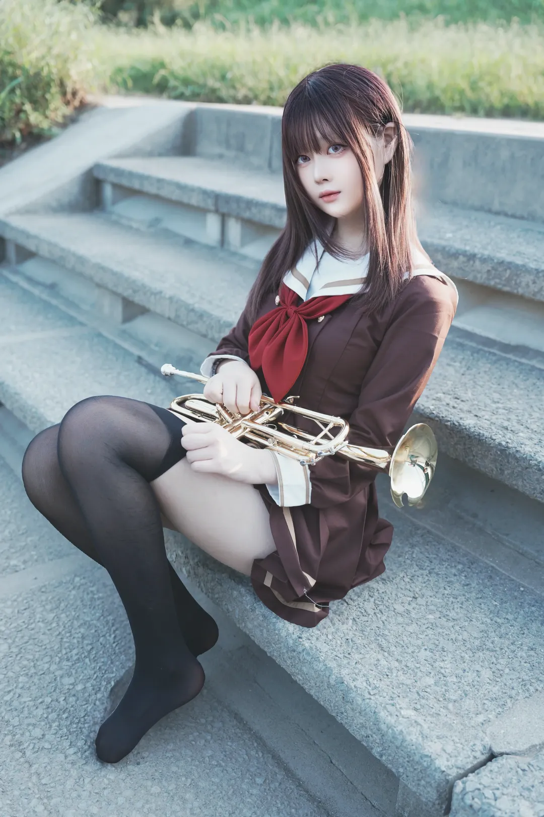 cosplay, 校园风, 水手服, 黑丝, 铜管乐器 - 第2张