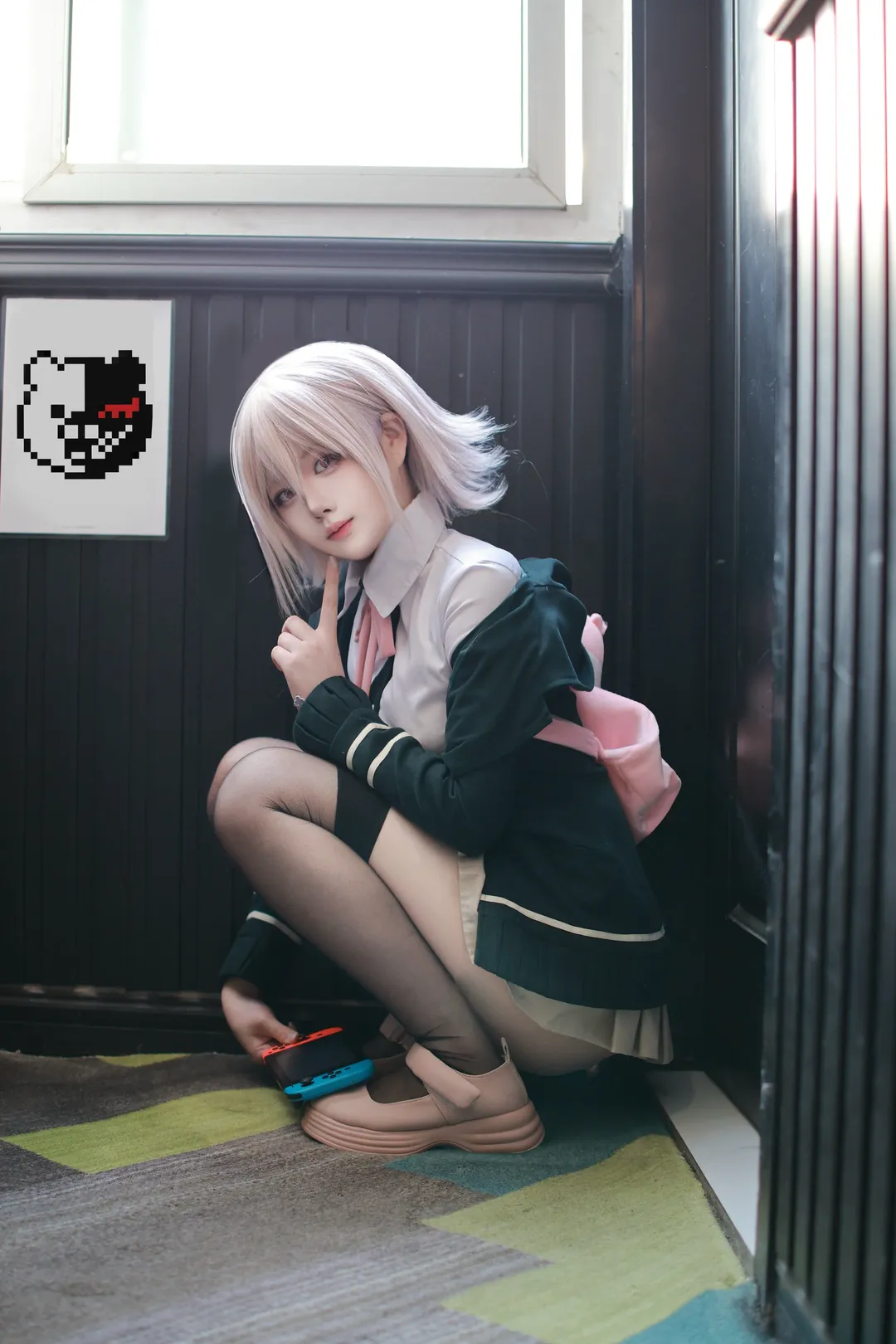Casual cosplay, Anime-style fashion, Uniformed girl, Danganronpa, Chiaki Nanami cosplay - Image 1