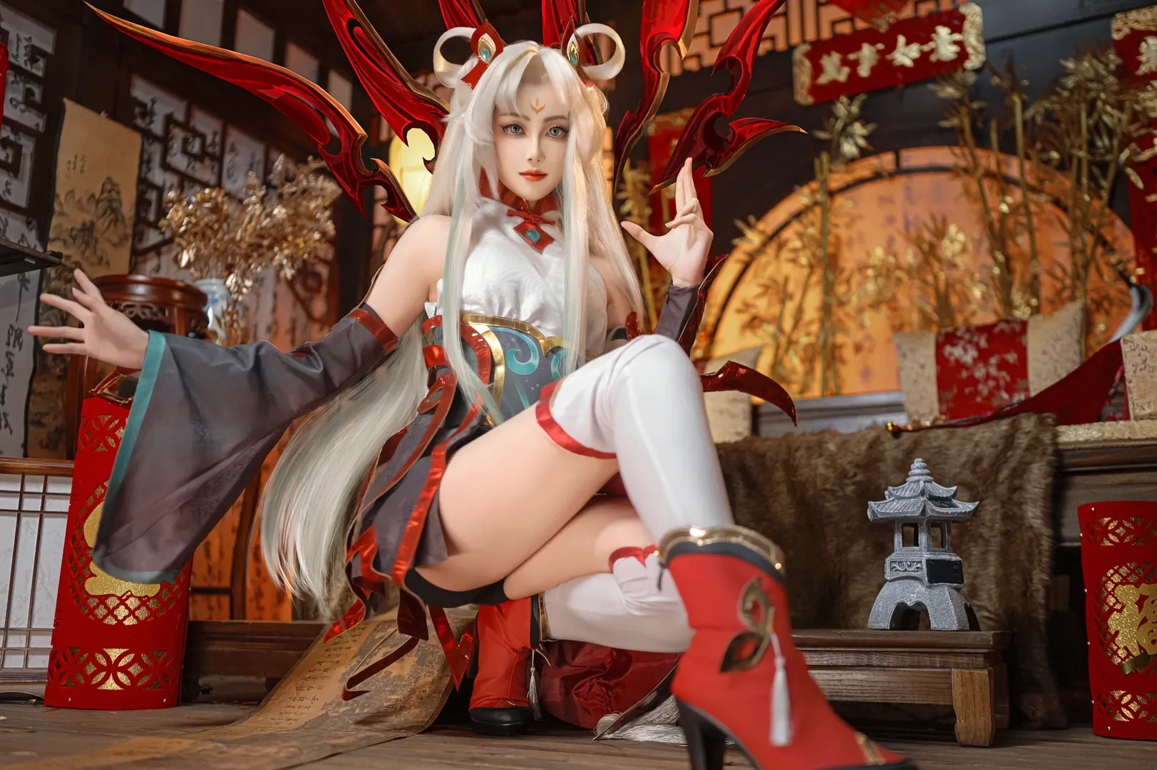 国风摄影, 英雄联盟, 艾瑞莉娅cos, 金铲铲之战, 剪纸仙灵cosplay
