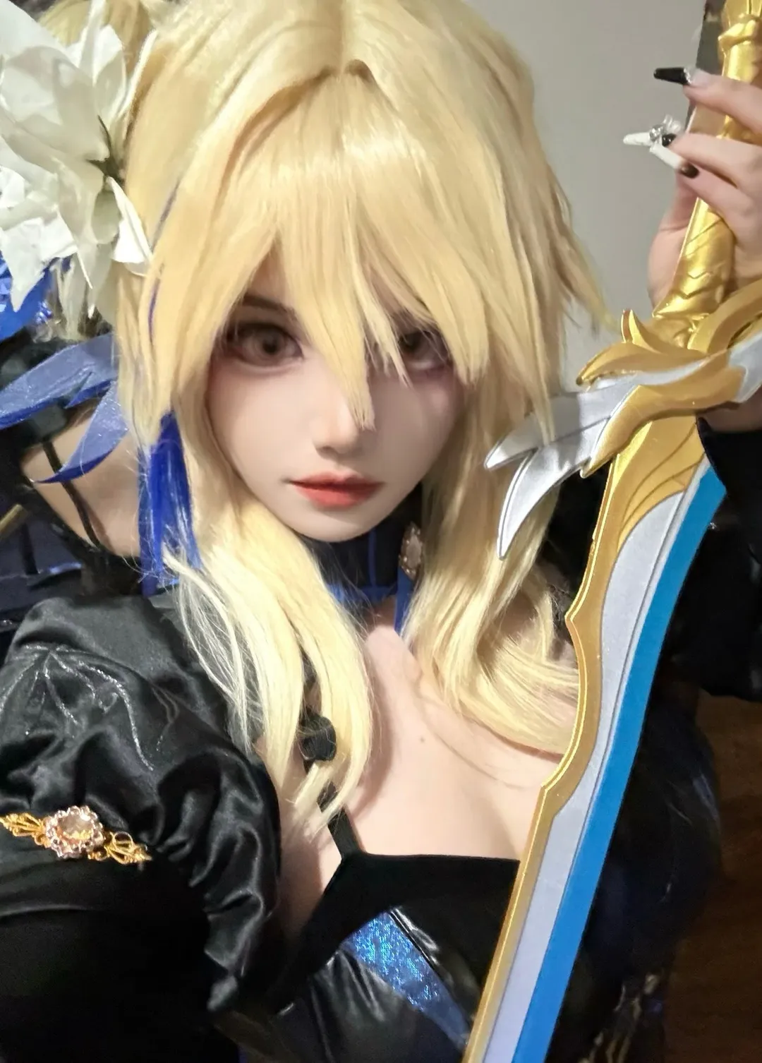 原神, cosplay, 荧cos, 黑裙自拍, 金发角色 - 第2张