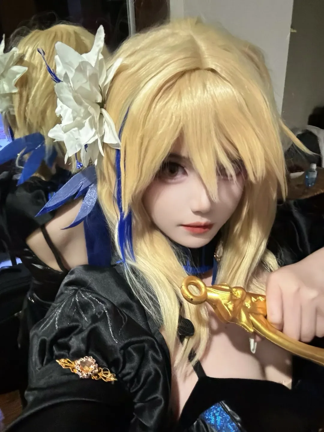 原神, cosplay, 荧cos, 黑裙自拍, 金发角色 - 第3张