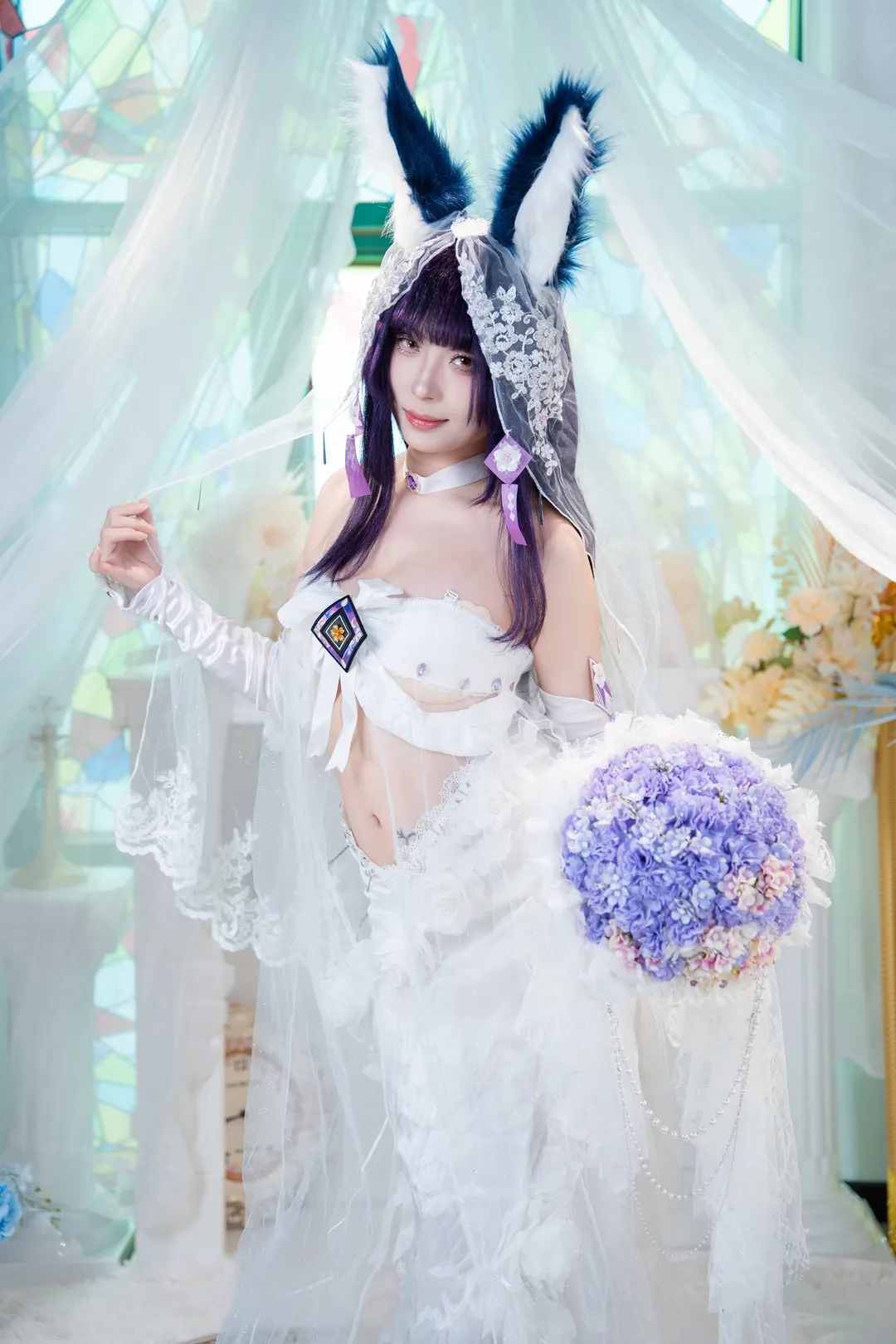 碧蓝航线, 花嫁造型, 武藏cos, cosplay摄影, 紫藤花 - 第7张